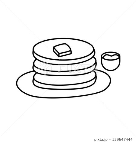 hand drawn stack of pancakes with butter hand drawn stack of pancakes with butter 139647444