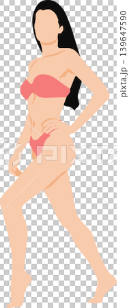 水着を着た女性が浜辺にいるイラスト 水着を着た女性が浜辺にいるイラスト 139647590