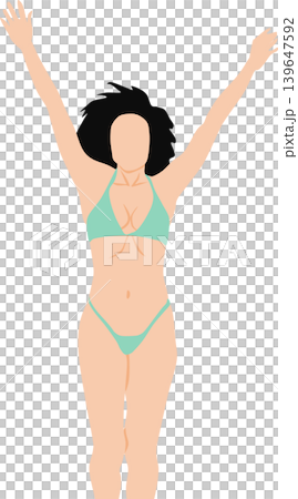 水着を着た女性が浜辺にいるイラスト 139647592