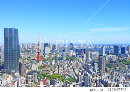 東京都港区、東京タワーと麻布台ヒルズ森JPタワーの風景 東京都港区、東京タワーと麻布台ヒルズ森JPタワーの風景 139647705