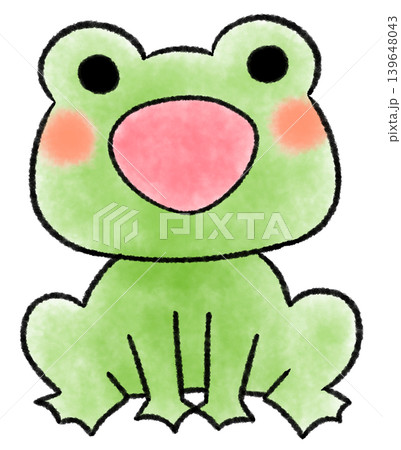 大きく口を開けて笑うカエルの水彩風イラスト 139648043