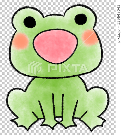 大きく口を開けて笑うカエルの水彩風イラスト 139648043