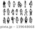 街の人々、大勢のセット。手描きのベクターデータ。 139648668