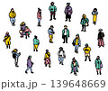 街の人々、大勢のセット。手描きのベクターデータ。 139648669