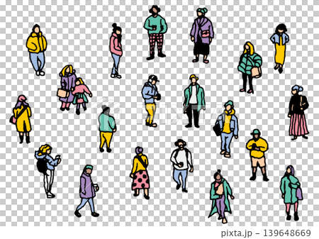 City people, crowd set. Hand-drawn vector data. City people, crowd set. Hand-drawn vector data. 139648669