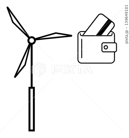 Renewable energy, sustainable economy, green financing, environmental impact, eco-friendly investments, clean energy. Wind turbine paired with wallet holding a bank card. Renewable energy Renewable energy, sustainable economy, green financing, environmental impact, eco-friendly investments, clean energy. Wind turbine paired with wallet holding a bank card. Renewable energy 139649181