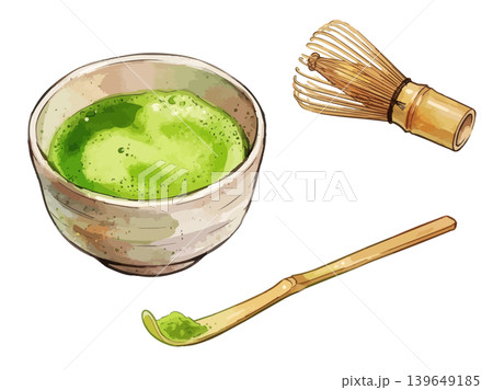 シズル感のある抹茶のイラスト シズル感のある抹茶のイラスト 139649185