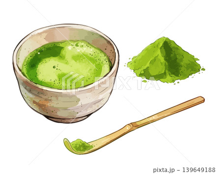 シズル感のある抹茶のイラスト シズル感のある抹茶のイラスト 139649188