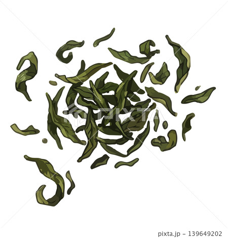 シズル感のある抹茶・茶葉のイラスト シズル感のある抹茶・茶葉のイラスト 139649202
