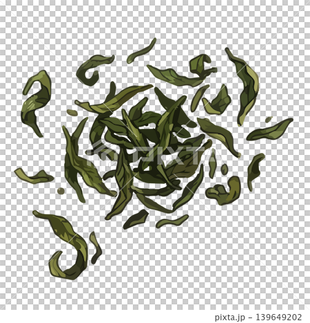 シズル感のある抹茶・茶葉のイラスト シズル感のある抹茶・茶葉のイラスト 139649202