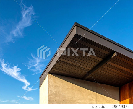 Minimalist architectural photography of a modern house corner view 139649372