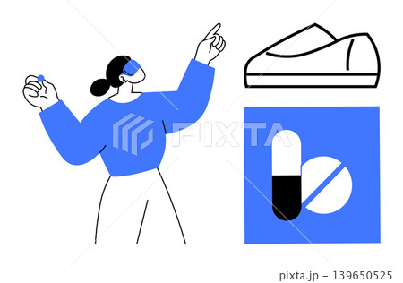 Healthcare, medication, pharmaceutical industry, medical advice, drug therapy, modern medicine. Person holding a pill, pill and capsule graphic. Healthcare and medication conceptual design Healthcare, medication, pharmaceutical industry, medical advice, drug therapy, modern medicine. Person holding a pill, pill and capsule graphic. Healthcare and medication conceptual design 139650525