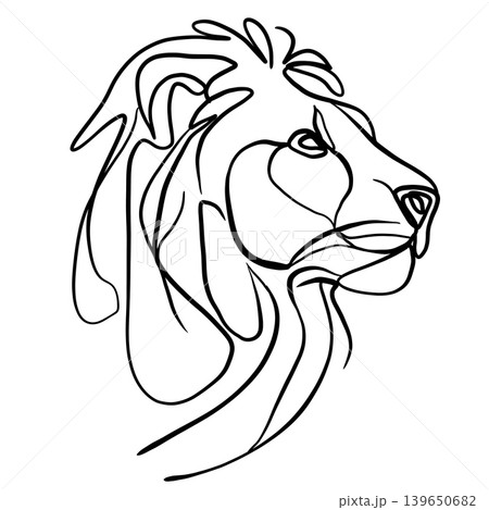 Lion animal line drawing art abstract black white illustration majestic wild feline mane profile Lion animal line drawing art abstract black white illustration majestic wild feline mane profile 139650682