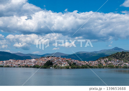 Greece, View of the town of Kastoria and Lake Orestiada 139651688