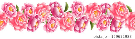 A seamless border of pink peonies A seamless border of pink peonies 139651988