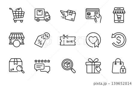 shopping icons on white background E-commerce and Online Shopping Icons 139652814