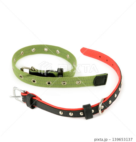 Stylish Green Canvas and Studded Leather Pet Collars Stylish Green Canvas and Studded Leather Pet Collars 139653137
