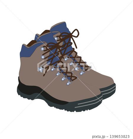 Hiking boots mountain shoes icon. Flat illustration of hiking boots mountain shoes. Hiking boots mountain shoes icon. Flat illustration of hiking boots mountain shoes. 139653823