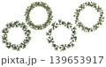 Set of watercolor greenery wreaths and round frames with delicate botanical leaves for logos, wedding invitations, labels and branding. Elegant organic circles for modern, romantic design projects 139653917