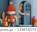 Back to school child with backpack standing at doorway while parent opens the door 139654374