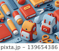 Back to school seamless pattern with colorful stationery, backpacks and study supplies for education 139654386