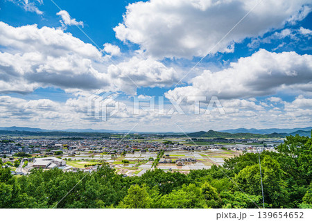 赤神山（太郎坊山）展望台から近江平野の景観　滋賀県東近江市 139654652