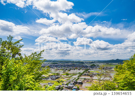 赤神山（太郎坊山）展望台から近江平野の景観　滋賀県東近江市 139654655