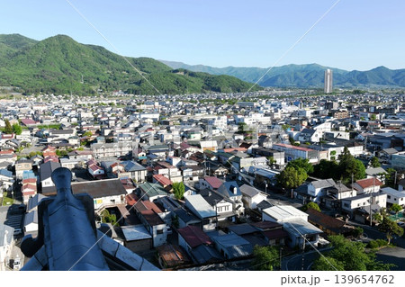 【上山市　模擬天守「上山城（郷土資料館）」最上階の展望室より南東のスカイタワー41方面を望む】 139654762