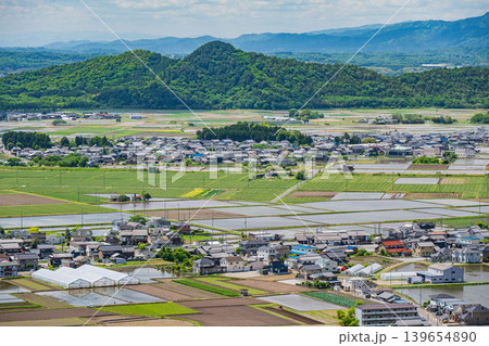 赤神山（太郎坊山）展望台から近江平野の景観　滋賀県東近江市 139654890
