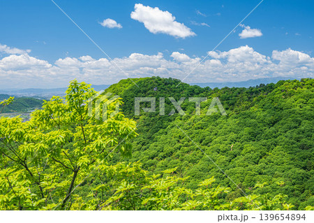 赤神山(太郎坊山)から箕作山の眺め 滋賀県東近江市 赤神山(太郎坊山)から箕作山の眺め 滋賀県東近江市 139654894