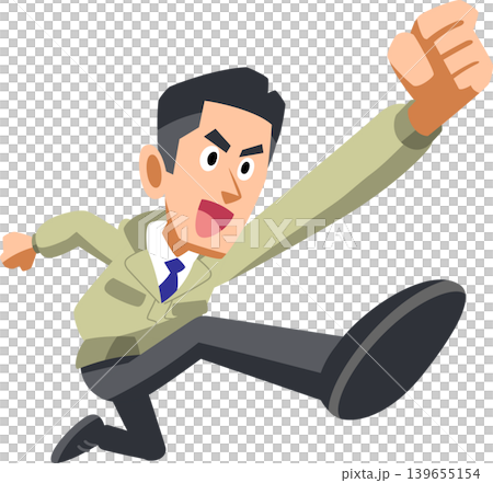 A construction worker jumps energetically. A construction worker jumps energetically. 139655154