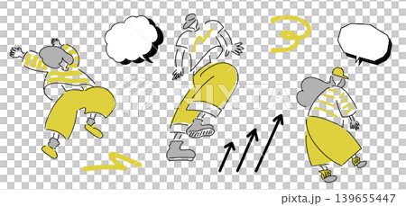 Dancing Man and Woman_Arrows + Speech Bubble + Loose Shape 2 | Gold & Gray 139655447