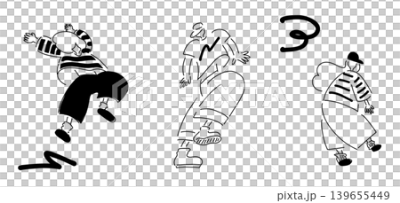 Dancing man and woman_Arrows + speech bubble + loose shape 2 | Line drawing 139655449