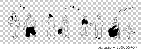 People of various ages - couples, men, women, kids, seniors | Line drawing People of various ages - couples, men, women, kids, seniors | Line drawing 139655457