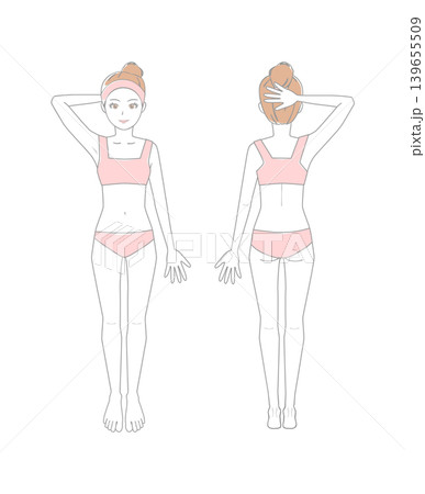 ポーズをとる女性のイラストセット ポーズをとる女性のイラストセット 139655509