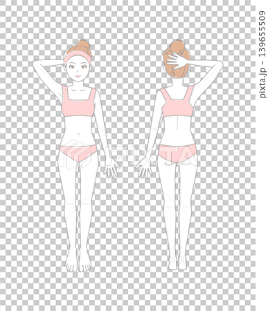 ポーズをとる女性のイラストセット ポーズをとる女性のイラストセット 139655509