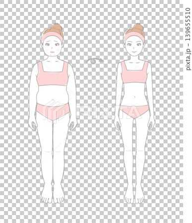 一位女性減肥前後的對比照片。 139655510