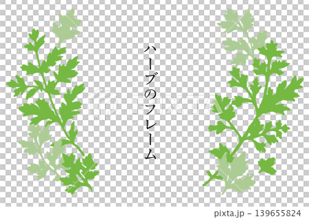 緑のハーブフレームのシンプルイラスト素材 139655824
