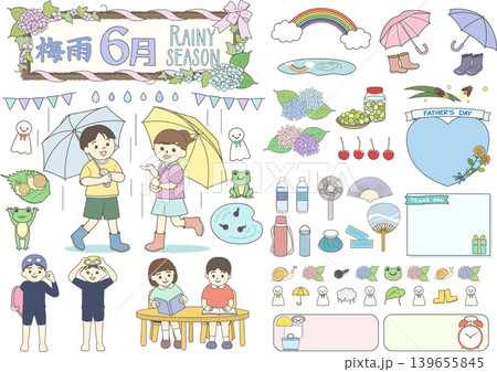 かわいい6月のイラスト素材B かわいい6月のイラスト素材B 139655845