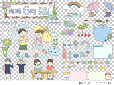 かわいい6月のイラスト素材B かわいい6月のイラスト素材B 139655845