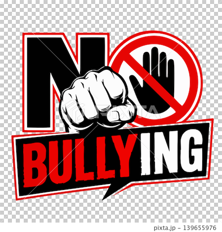 Bold Graphic Design Illustrating a Powerful Fist and a Stop Sign Against Bullying Bold Graphic Design Illustrating a Powerful Fist and a Stop Sign Against Bullying 139655976