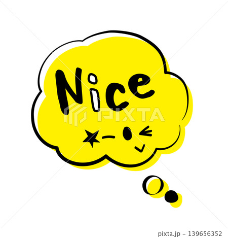 手描き風Nice文字入りポップアート吹き出しイラスト、アメコミ風のかわいい雲型リアクションステッカー 手描き風Nice文字入りポップアート吹き出しイラスト、アメコミ風のかわいい雲型リアクションステッカー 139656352