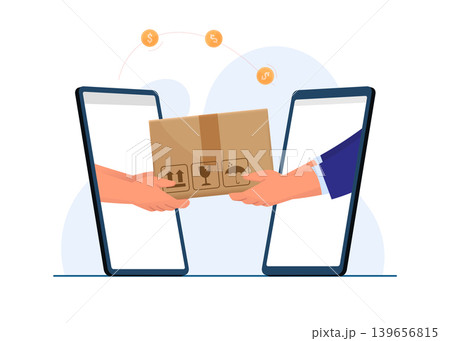 Online Shopping Delivery and Mobile Payment Concept Stock Illustration. 139656815