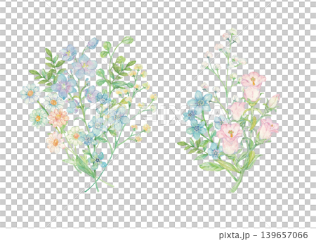 カラフルな花束のイラスト 水彩イラスト カラフルな花束のイラスト 水彩イラスト 139657066