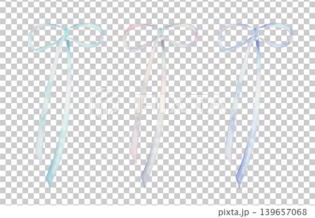 一幅藍色絲帶的水彩插圖 139657068