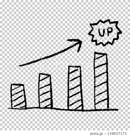 A hand-drawn illustration of an upward-sloping graph. A hand-drawn illustration of an upward-sloping graph. 139657173