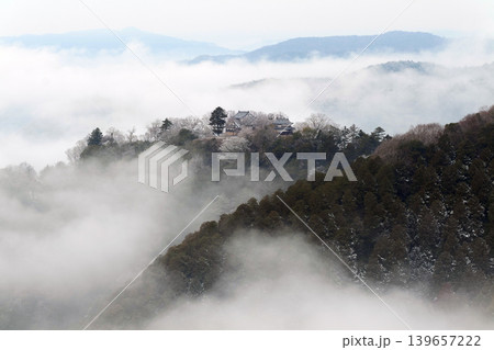 冬の雲海と備中松山城(天空の山城)25683 冬の雲海と備中松山城(天空の山城)25683 139657222