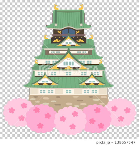 Osaka Castle, Osaka, tourist attraction illustration material Osaka Castle, Osaka, tourist attraction illustration material 139657547