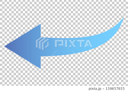 Arrow, leftward curve, blue, gradient. Arrow, leftward curve, blue, gradient. 139657655