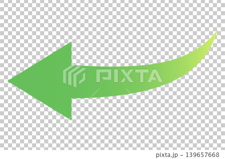 Arrow, leftward curve, green, gradient. Arrow, leftward curve, green, gradient. 139657668